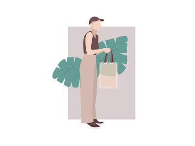 Flat Shopping Girl Illustration