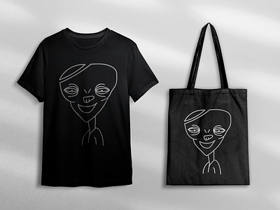 Monoline Character 2 aesthetic art bag creative design draw drawing grunge illustration modern shirt style t shirt tote tote bag