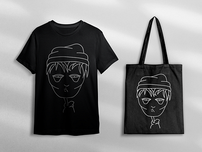 Monoline Character 9 adigital art bag character clothes creative creative design design digital art drawing face illustration monoline shirt t shirt tote tote bag vector