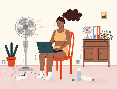 Home Office drawing fan home office illustration laptop photoshop quarantine summer summertime work