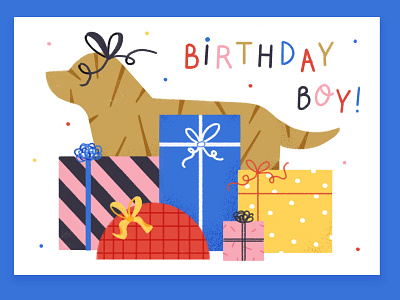 Birthday Card Presents birthday birthday card dog drawing illustration photoshop presents procreate