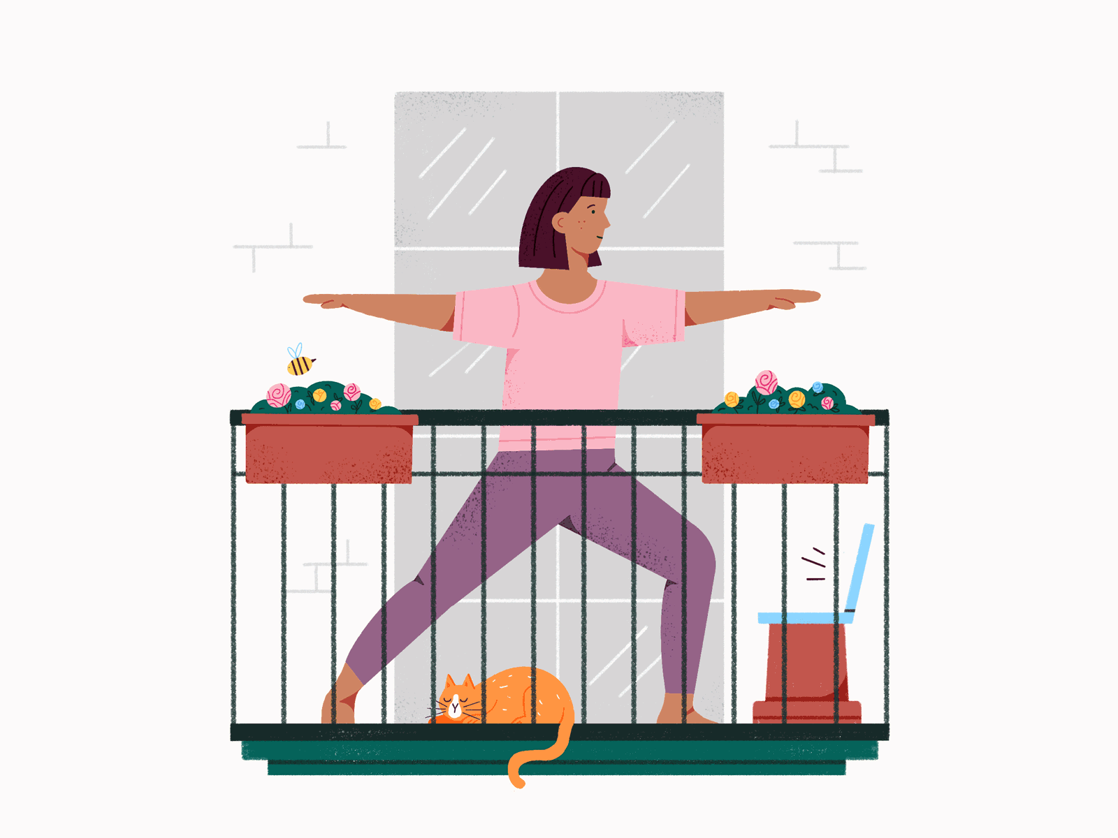 Balcony Yoga animation design balcony cat coronavirus drawing gif gif animation illustration photoshop procreate social distancing stay home yoga