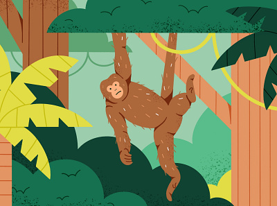 Monkey in the Brazilian Jungle brazil design drawing forest illustration jungle monkey rainforest trees