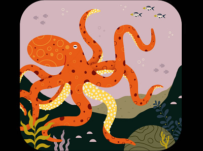 Octopus diving drawing fish illustration kraken ocean ocotopus procreate reef sea underwater viewmaster