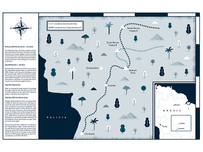 Fawcett Expedition Map brazil compass drawing exlporation exlporer expedition illustration map mapping maps percy fawcett percy fawcett photoshop