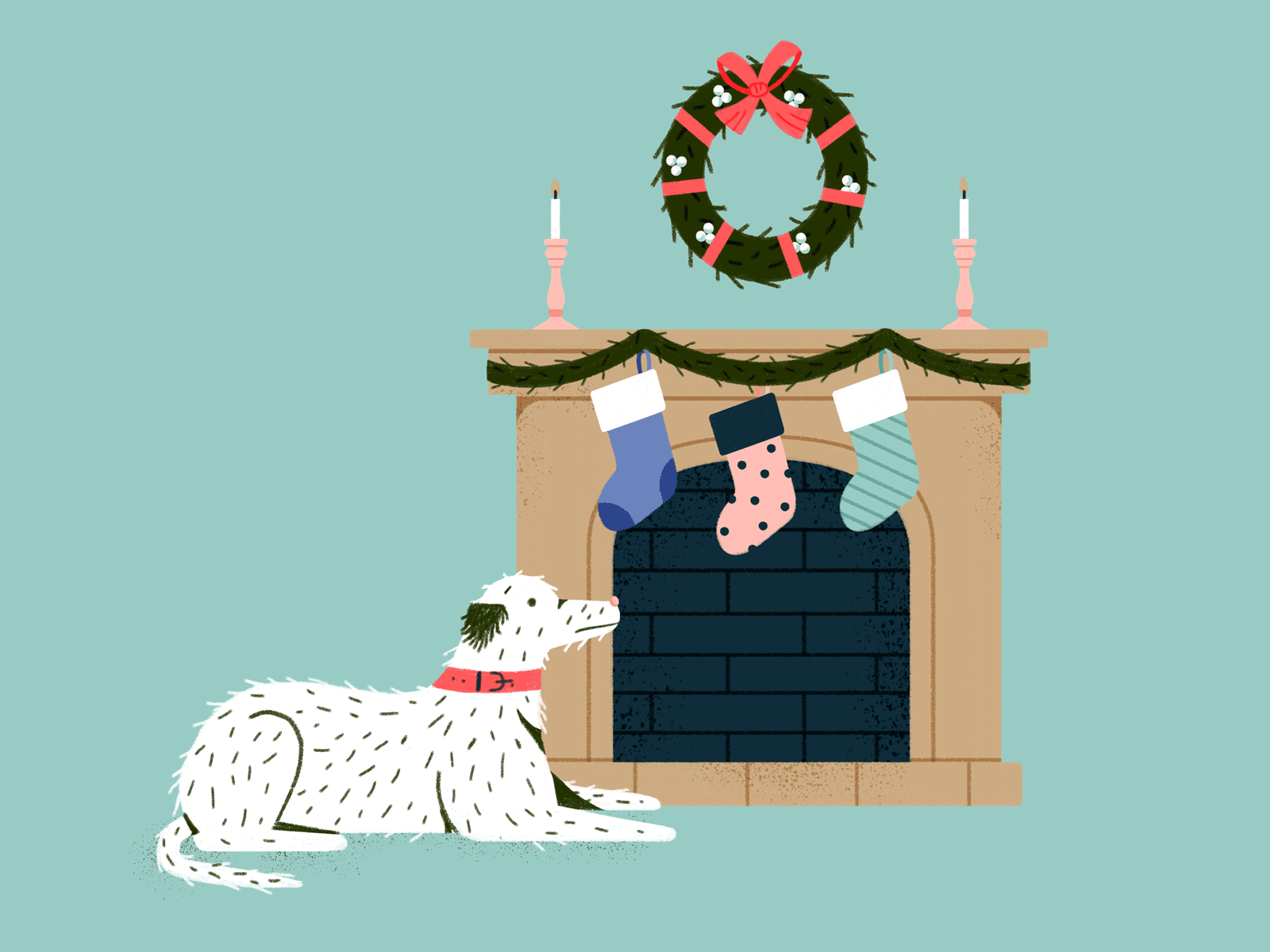 Irish wolfhound howling at Santa's hat for Bean & Goose animation christmas design dog drawing holidays illustration photoshop procreate