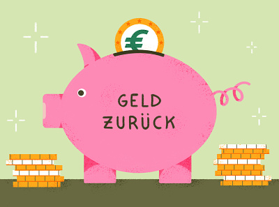 Piggy Bank for Deutsch Perfekt coin drawing editorial euro illustration omney photoshop pig piggy bank tax tax return