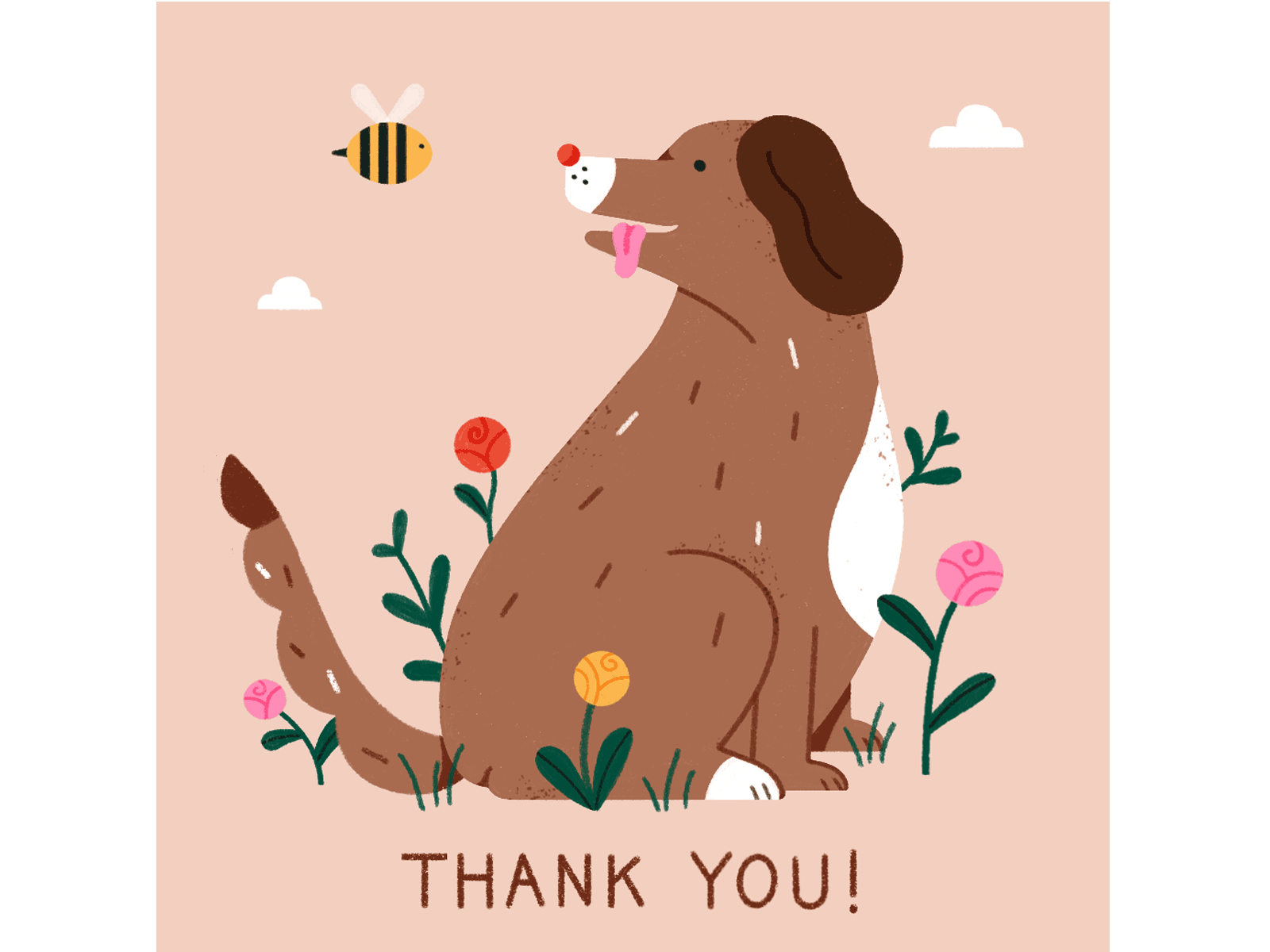 Thank you gift card for Giftee animation bee design dog drawing gif gift card illustration photoshop procreate spring thank you
