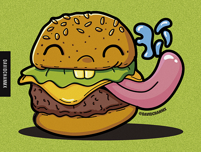 Happy burger davidchanmx design food food and drink illustration photoshop vector
