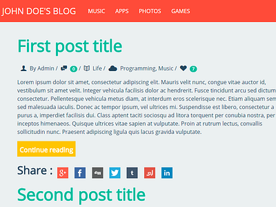 Flat Blog blog flat minimal modern web design