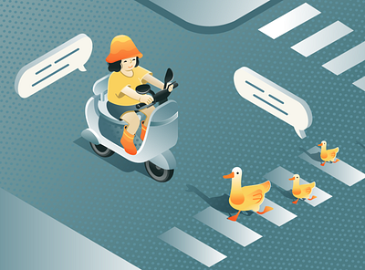 Gogoro kids scooter adobe illustrator adobeillustration ducks electric girl illustration isometric isometric art isometric illustration isometry scooter vector