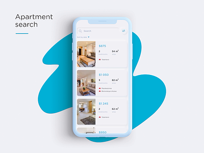Apartment Search // Atman animation app blue design interface mobile real estate ui white