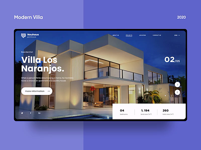 Real Estate // Website animation blue interface landing page real estate ui villa website