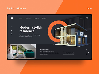 Stylish Residence // Website animation orange page transition real estate ui website