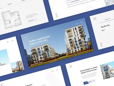 Athens Apartments // Website blue real estate ui website white