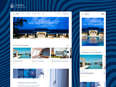 Atlantis // Website blue real estate ui website white