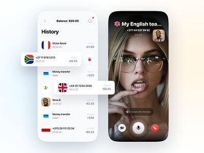 Video Call Translator app app design app ui chat conversation group chat interface ios ios app language machine learning messaging minimal mobile app translation translator ui video call video chat