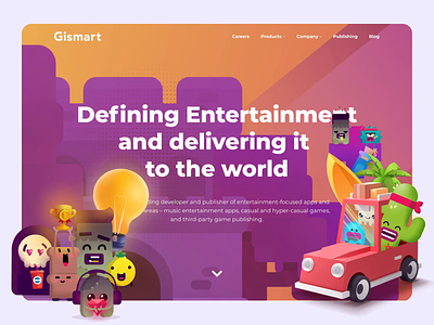 Gismart – Website of Game Developer 3d animation art characters charts game game desigm game design game developer landing landing page layout motion ui ux web web design website