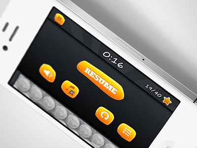 Funny Claps [pause screen] bubble wrap bubbles buttons game gamescreen gray ios menu orange stripes vectors