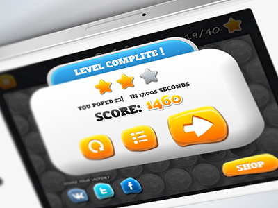 Funny Claps [scores screen] bubble wrap bubbles buttons game gamescreen gray ios menu orange stripes vectors