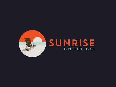 Sunrise Chair Co. Logo beach chair endless summer icon logo manufacture mark ocean sand sun sunrise sunset