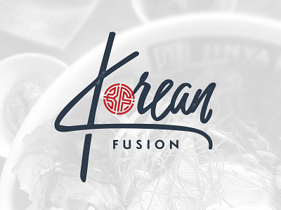 Korean Fusion Logo chef chop food korean restaurant script stamp typography