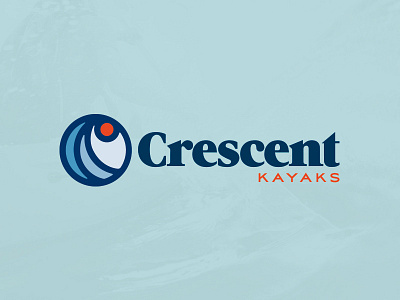 Crescent Kayak Logo 80s branding kayak logo retro sun water wave