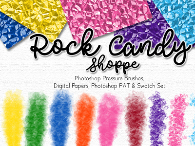 Rock Candy Shoppe Photoshop Designer Set branding bright colors brushes design digital papers illustration kit logo papers photoshop