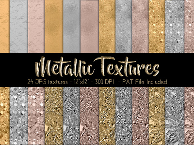 Metallic Textures design digital papers kit papers pat file photoshop
