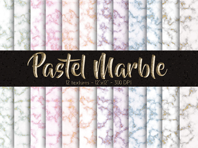 Pastel Marble Digital Paper Set branding design digital papers kit papers photoshop