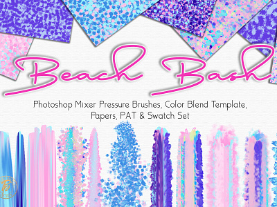 Beach Bash Spring Photoshop Designer Set abr files abr files blending brush set branding bright colors brushes design digital papers kit mixer brush papers pat files photoshop photshop design kit photshop design kit pressure brushes spring