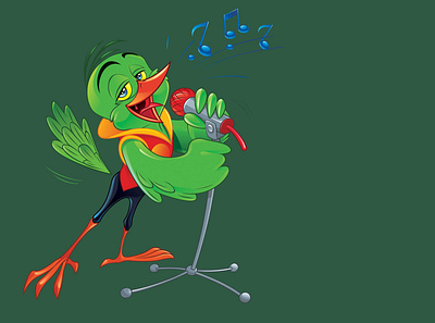little bird sings characterdesign illustration mascotlogo vector