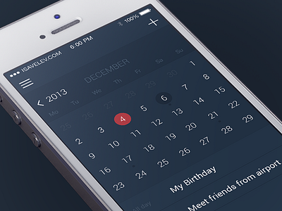 Calendar app calendar dark dates ios ios7 iphone management time timeline ui