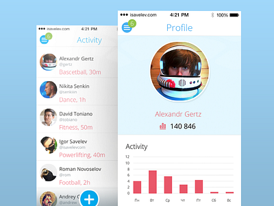 Meny & Activity activity app application feed ios ios7 ios8 menu profile side social transparent