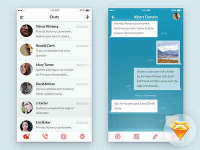 Messaging App UI Freebie app chat conversation dialogs free freebie ios messaging messenger sketch ui