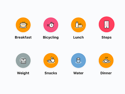 Icon set for fitness app. app application design diet fitness icon icons ios set solid stroke timeline