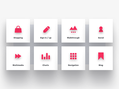 Category Icons blog e commerce ios kit mobile psd shop sketch social template ui