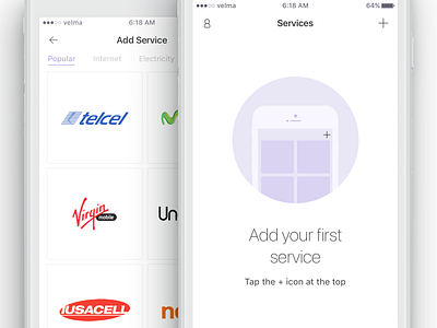 Add your first service add app design ios iphone list oboarding