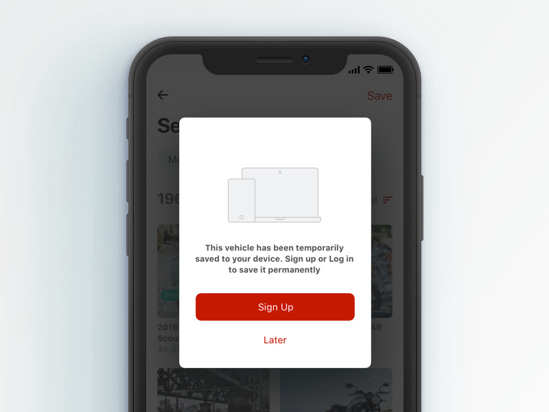 Dialog pop-up overlay explore iphone x mobile commerce shop app ios search cycles marketplace