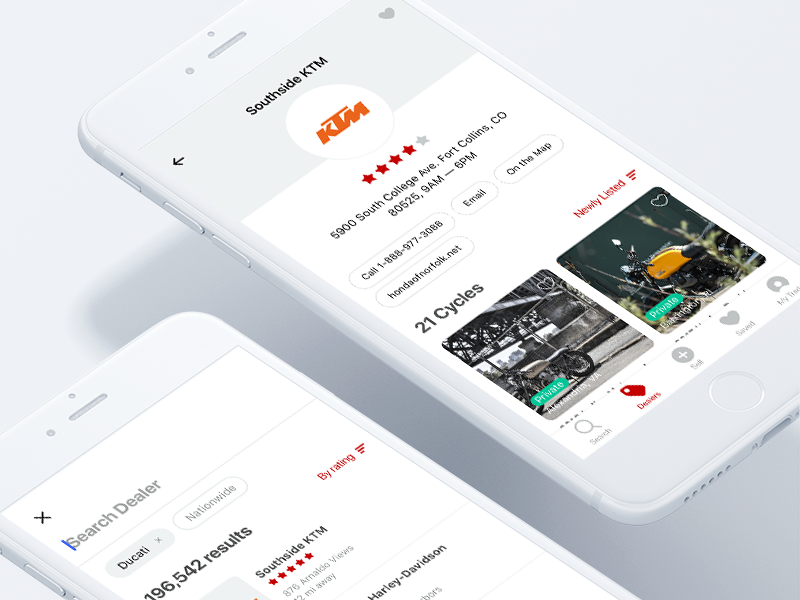 Search Dealer storefront filter explore iphone x mobile ecommerce shop app ios search cycles marketplace