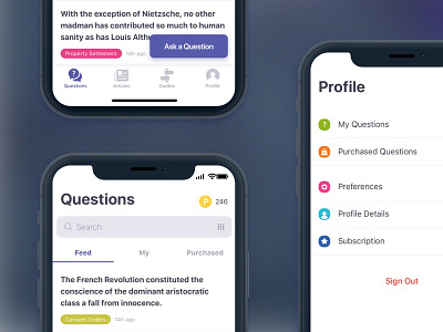 Article Feed & Profile Screens for iOS