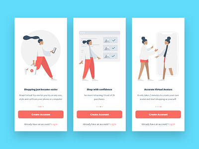Onboarding Slides For a Virtual Fitting App app ar augmented augmented reality augmentedreality illustration ios iphone mobile onboarding try on ui virtual fitting virtual reality walk through