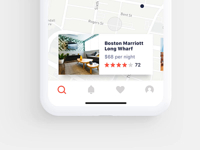 Browsing Listings with a Hotel Booking App airbnb animation app book booking cards home hotel hotel app hotel booking ios iphone listing page listings map mobile real estate rent room ui