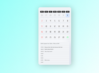 Kalender Soft UI app calendar ui clean ui neomorphism soft ui ui ux