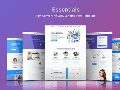 Essentials - High Converting SaaS Landing Page Template business creative landing page landing page concept landing page design landing page ui marketing one page product launch startup startup campaign startup template themeforest web app website concept website design website development website template