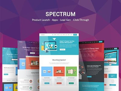 Spectrum - Landing Page Template click through landing page landing page lead gen landing page marketing campaign marketing template mobile app product launch startup startup campaign startup landing page startup template web app