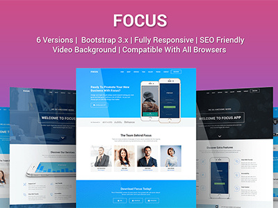 Focus - Multi Purpose App Landing Page Template app app marketing bootstrap html landing page marketing product launch responsive template