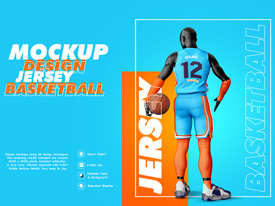 Basketball style t-shirt design mockup