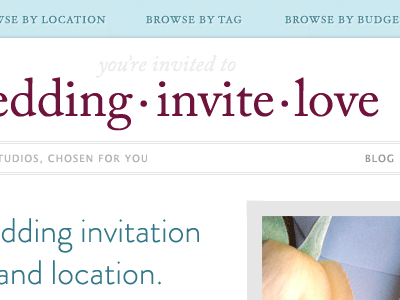 WeddingInviteLove v2 blue burgundy clean logo nav white