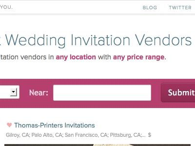 New typography on WeddingInviteLove.com blue layouts pink search typography